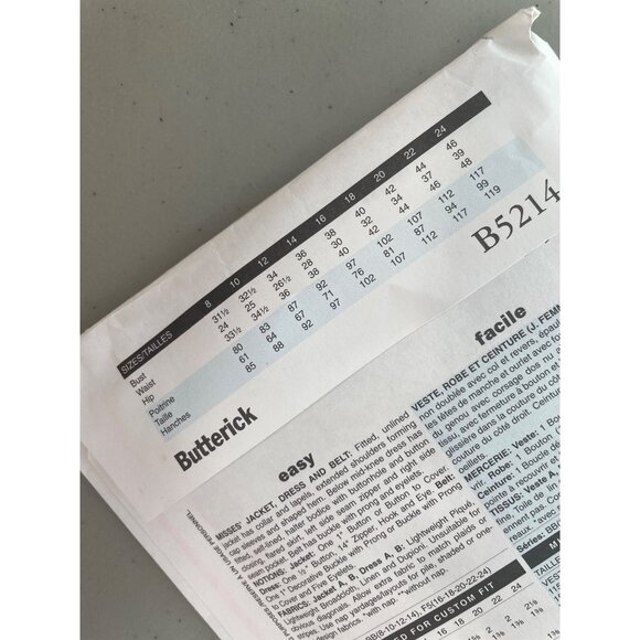 Butterick B5214 Sewing Pattern Size 16-24 Jacket Dress & Belt Retro '47 NEW - Picture 5 of 7